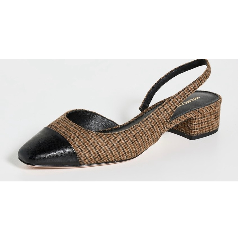 Veronica Beard Cecile Slingback Pumps 8.5 Brown Black Plaid New - Picture 2 of 9